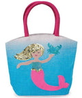 Mud Pie Mermaid Straw Tote - Blue - Mhalaty