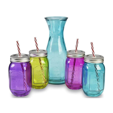 Mulit-Colored Glass Mason Jars Set Mulit-Colored Glass Mason Jars Set