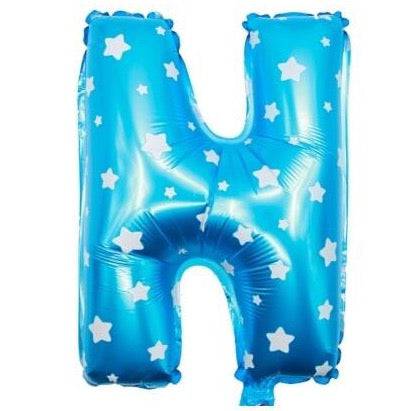 N Letter Blue Stars Balloon - 16 Inch - Mhalaty
