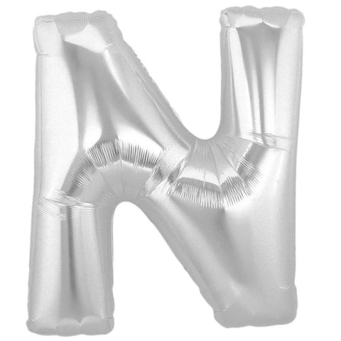 N Letter Giant Silver Balloon - 30 Inch - Mhalaty