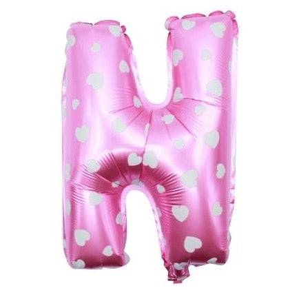 N Letter Pink Hearts Balloon - 16 Inch - Mhalaty