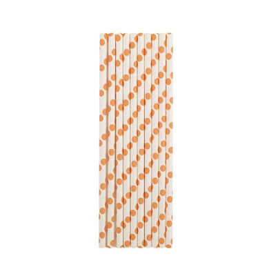 Orange Polka Dots Paper Straws - Mhalaty