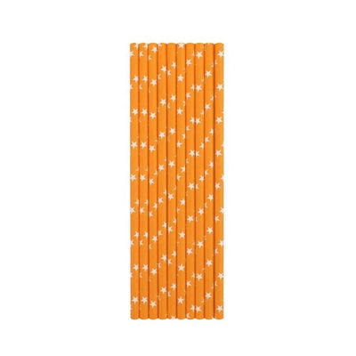 Orange Stars Paper Straws - Mhalaty