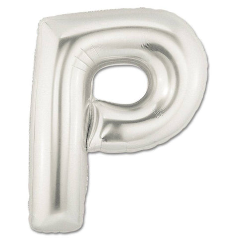 P Letter Giant Silver Balloon - 30 Inch - Mhalaty