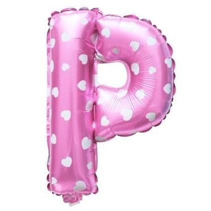 P Letter Pink Hearts Balloon - 16 Inch - Mhalaty