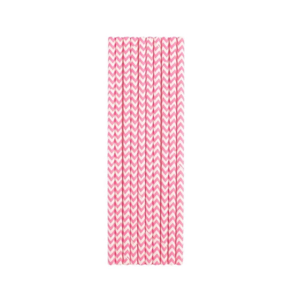 Pink Chevron Paper Straws - Mhalaty