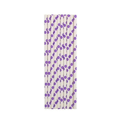 Purple Polka Dots Paper Straws - Mhalaty