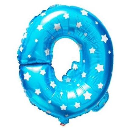 Q Letter Blue Stars Balloon - 16 Inch - Mhalaty