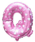 Q Letter Pink Hearts Balloon - 16 Inch - Mhalaty