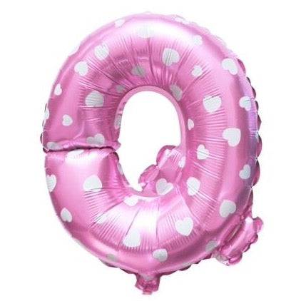 Q Letter Pink Hearts Balloon - 16 Inch - Mhalaty