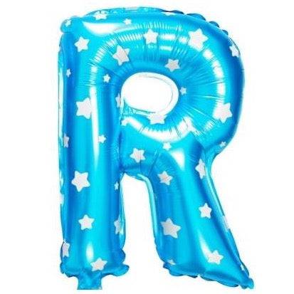 R Letter Blue Stars Balloon - 16 Inch - Mhalaty