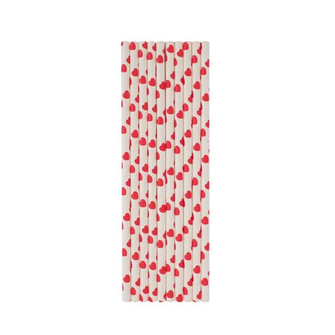 Red Hearts Paper Straws - Mhalaty