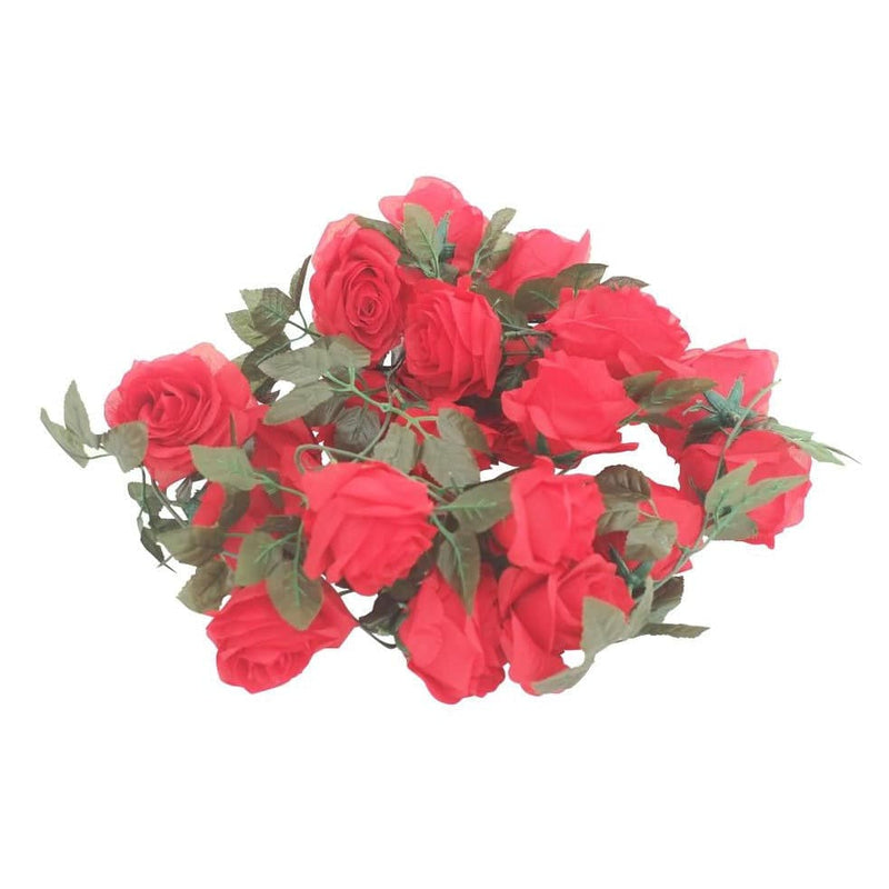 Silk Rose Flower Garland - Red - Mhalaty
