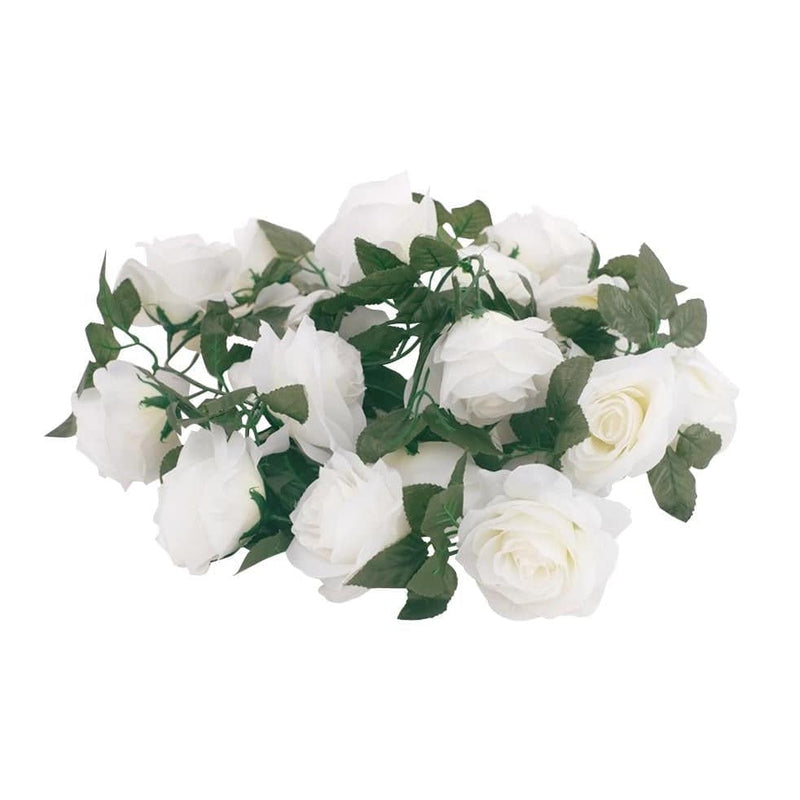 Silk Rose Flower Garland - White - Mhalaty