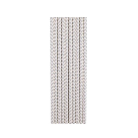 Silver Chevron Paper Straws - Mhalaty