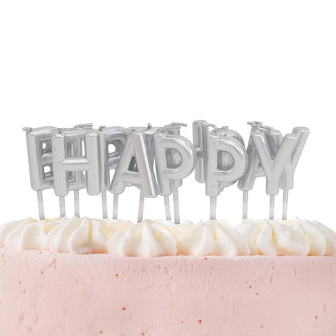 Silver Happy Birthday Candles Silver Happy Birthday Candles