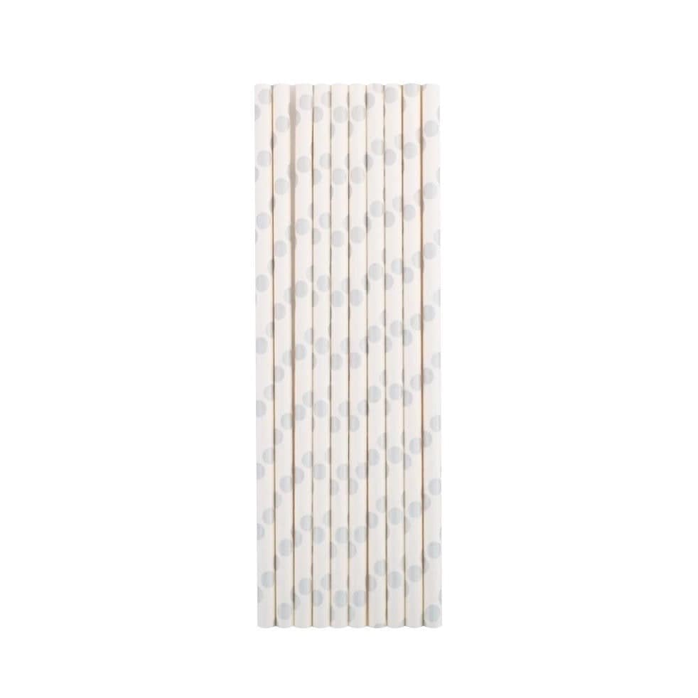 Silver Polka Dots Paper Straws - Mhalaty