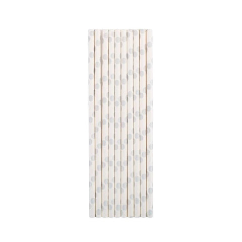 Silver Polka Dots Paper Straws Silver Polka Dots Paper Straws