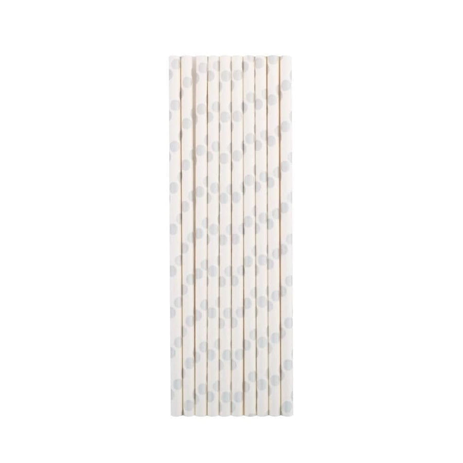 Silver Polka Dots Paper Straws - Mhalaty