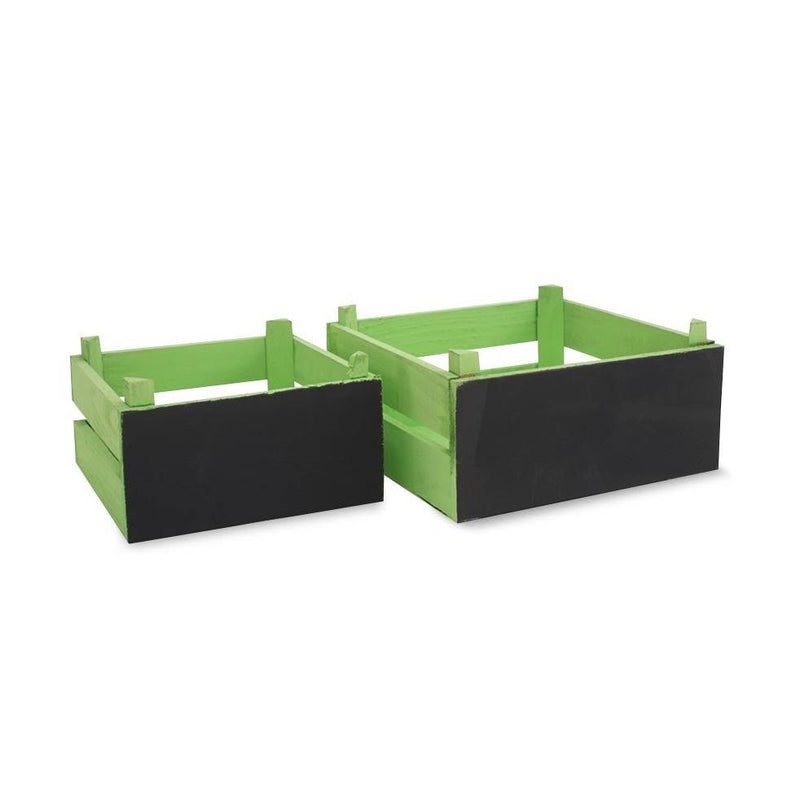 Small Chalkboard Wooden Crates - Green - Mhalaty