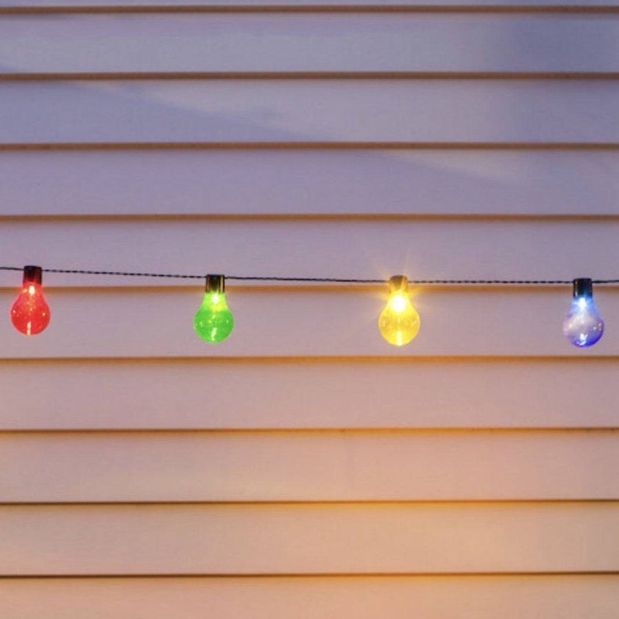 Solar Powered Festoon Party Lights With 20 Multi Coloured Perspex Caps - Mhalaty