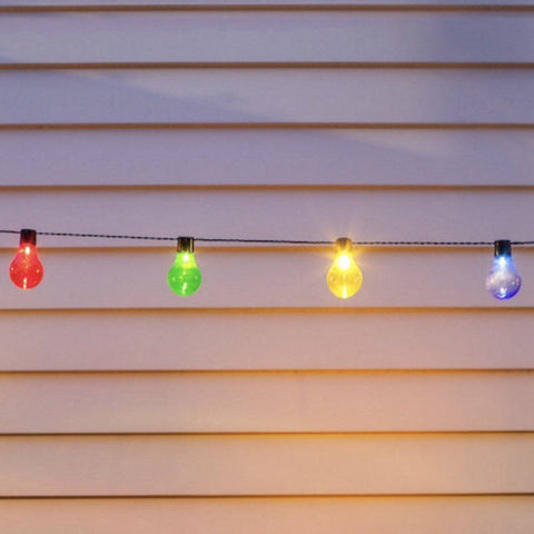 Solar Powered Festoon Party Lights With 20 Multi Coloured Perspex Caps - Mhalaty