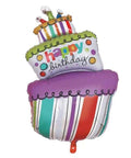 Striped Birthday Cake Foil Balloon - Mhalaty