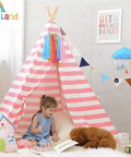 Stripped Pink Cotton Canvas Teepee - Mhalaty