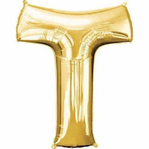 T Letter Gold Giant Foil Balloon 40 Inch - Mhalaty