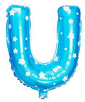 U Letter Blue Stars Balloon - 16 Inch - Mhalaty