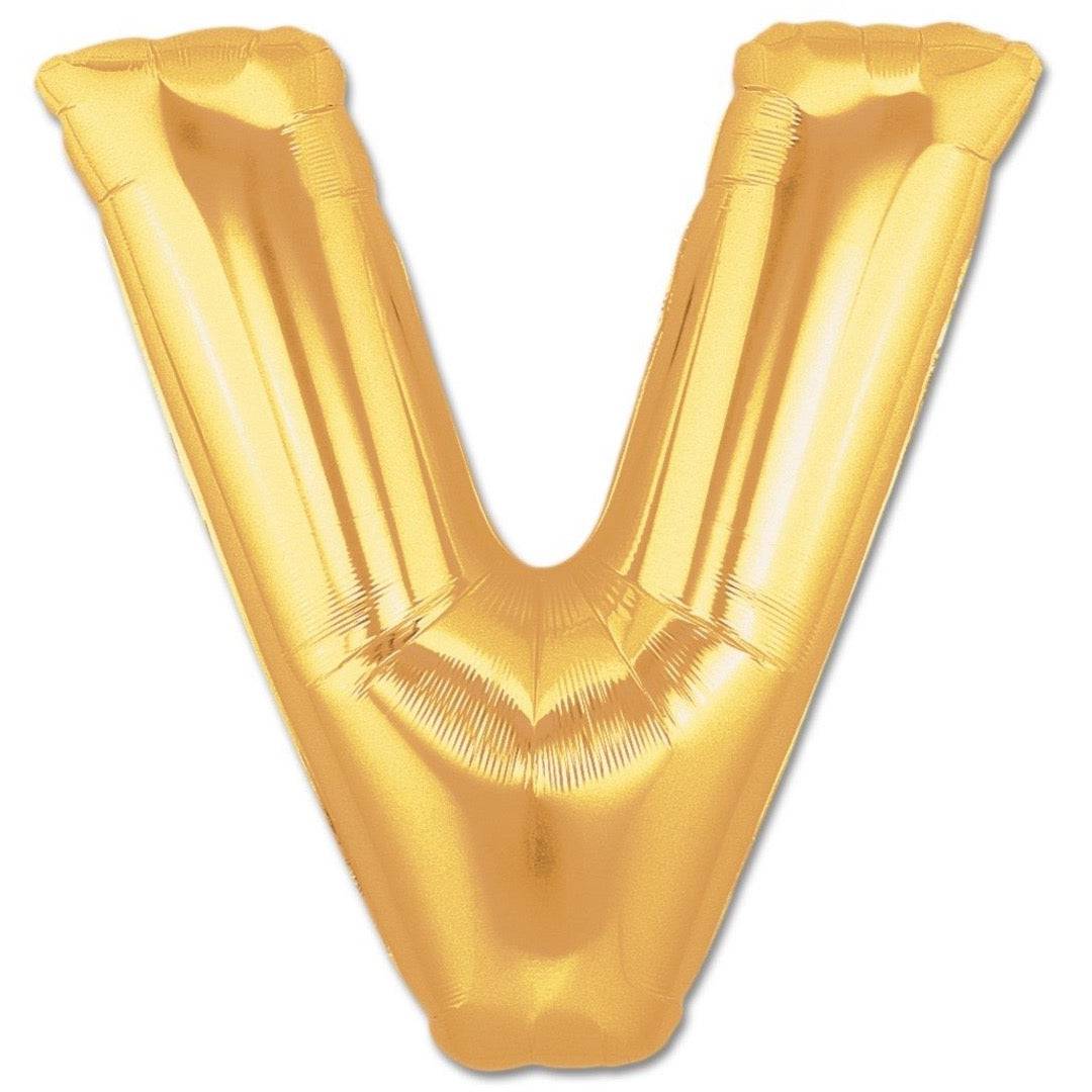 V Letter Giant Gold Balloon - 30 Inch - Mhalaty