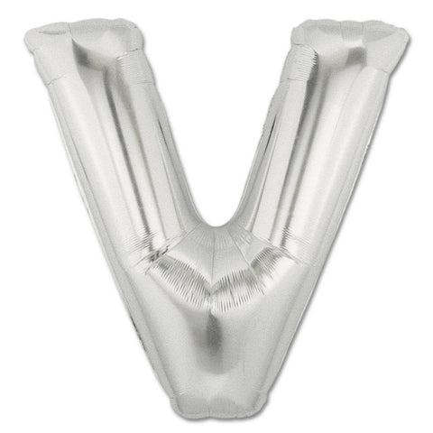 V Letter Giant Silver Balloon - 30 Inch - Mhalaty