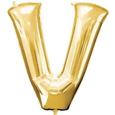 V Letter Gold Giant Foil Balloon 40 Inch - Mhalaty