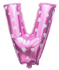 V Letter Pink Hearts Balloon - 16 Inch - Mhalaty