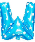 W Letter Blue Stars Balloon - 16 Inch - Mhalaty