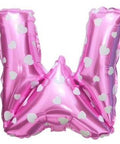 W Letter Pink Hearts Balloon - 16 Inch - Mhalaty