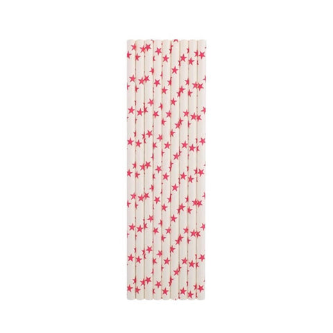 White & Fauschia Stars Paper Straws White & Fauschia Stars Paper Straws