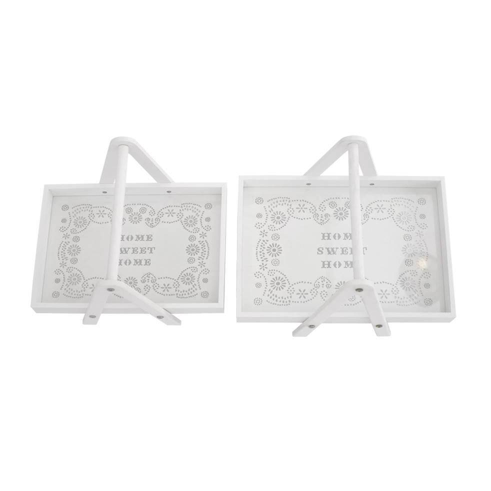 White Wooden Carry On Tray Set - Mhalaty