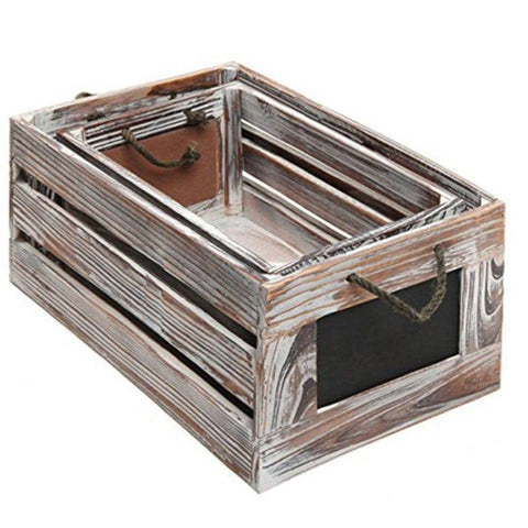 Wood Rustic Crates With Chalkboard Labels - Set Of 2 Wood Rustic Crates With Chalkboard Labels - Set Of 2