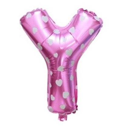 Y Letter Pink Hearts Balloon - 16 Inch - Mhalaty