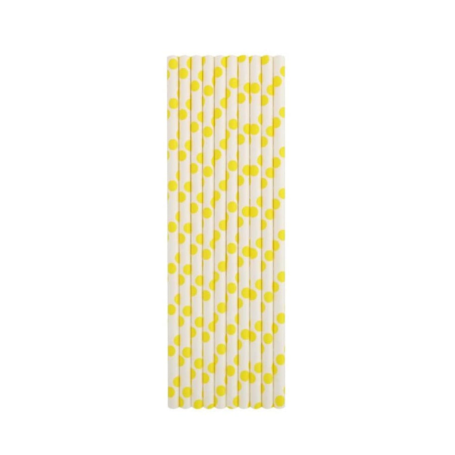 Yellow Polka Dots Paper Straws - Mhalaty