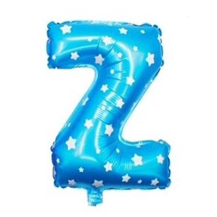 Z Letter Blue Stars Balloon - 16 Inch - Mhalaty