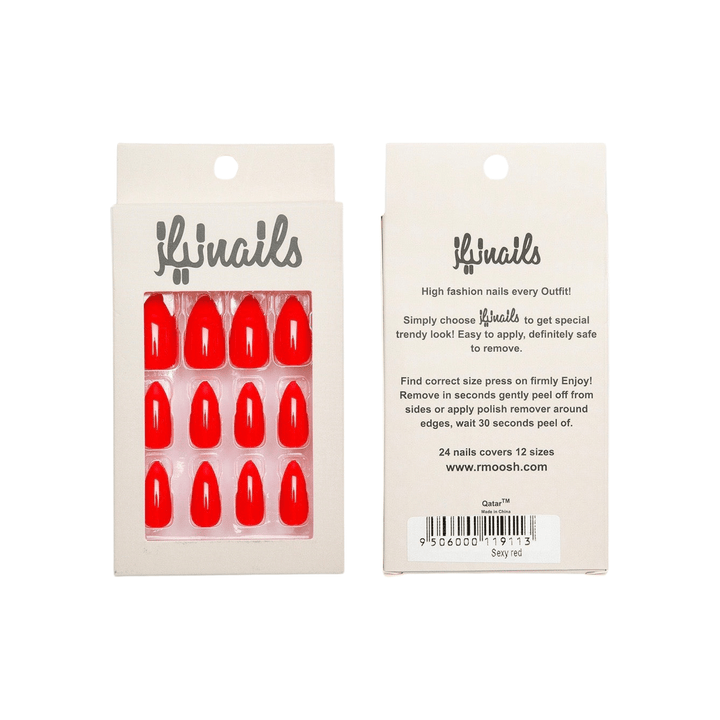 Rmoosh - Press-On Nails - Almond Sexy Red - Mhalaty