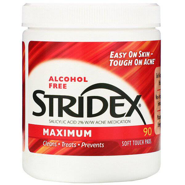 Stridex - Single Step Acne Control Maximum Alcohol Free - 90 Pads - Mhalaty